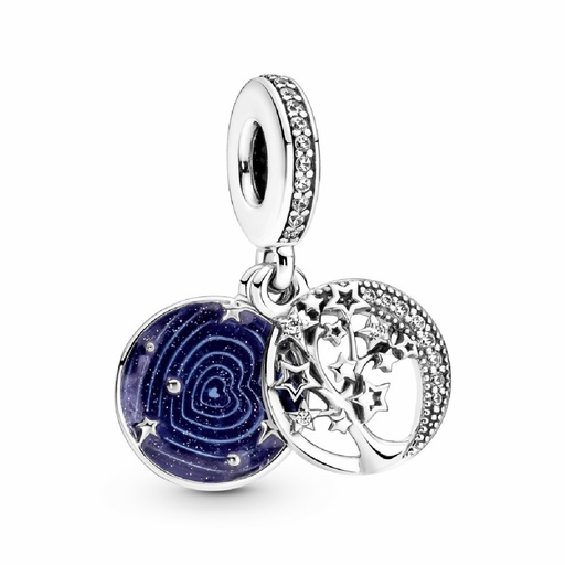 [799645C01] Charm Colgante Pandora Doble Árbol y Luna de la galaxia