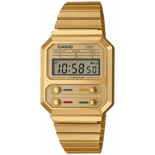 [A100WEG-9AEF] Reloj Casio Vintage Unisex Acero IP dorado