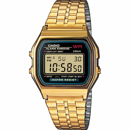 [A159WGEA-1EF] Reloj Casio Vintage Iconic Unisex Dorado Caja Negra
