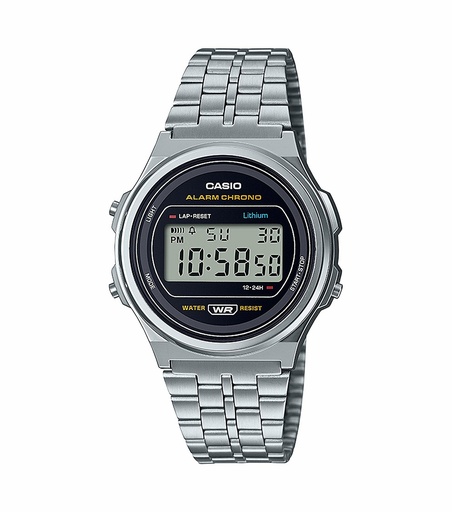 [A171WE-1AEF] Reloj Casio Retro Unisex Vintage Acero Plateado A171WE-1AEF