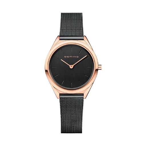 [17031-166] Reloj Bering Ultra Slim Unisex Acero inoxidable IP negro y rose