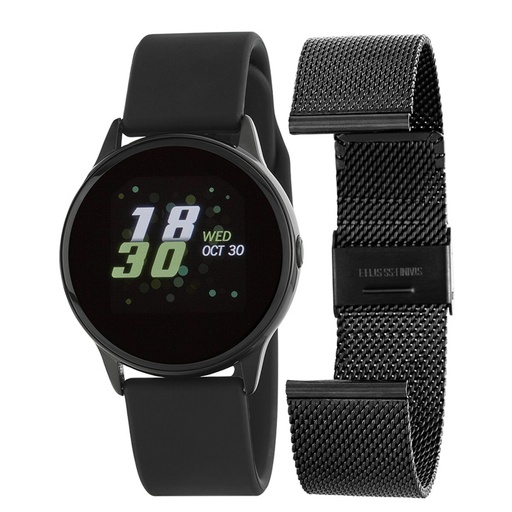 [B58001/1] Reloj Inteligente Marea Unisex Correas intercambiables Caucho Negro y Acero inoxidable IP negro B58001/1