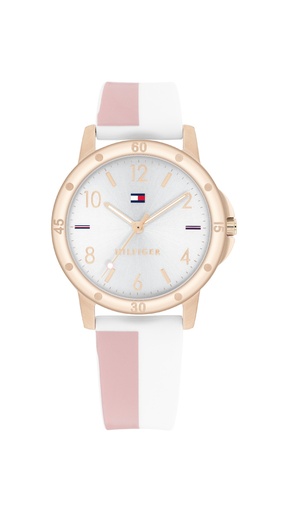 [1720015] Reloj Tommy Hilfiger Niña Analógico Correa Silicona Rosa y Blanco 1720015