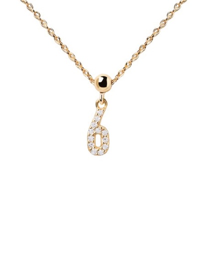 [CH01-004-U] Charm PDPaola Nº 6 Plata Baño Oro y Circoncitas CH01-004-U