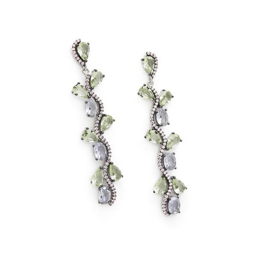 [17325-A] Pendientes Lineargent Cristales Multicolor Plata