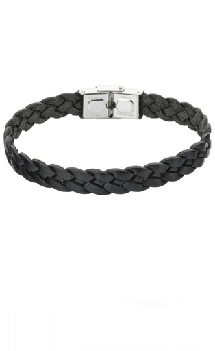 [D00403/19] Pulsera Marea Manuel Carrasco de Piel negra y Acero Inoxidable