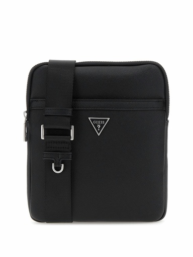 [HMECSAP3123-BL] Bandolera Guess Hombre Saffiano Smart Negra