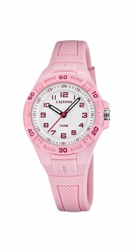 [K5832/2] RELOJ CALYPSO NIÑA CORREA ROSA ESFERA BLANCA