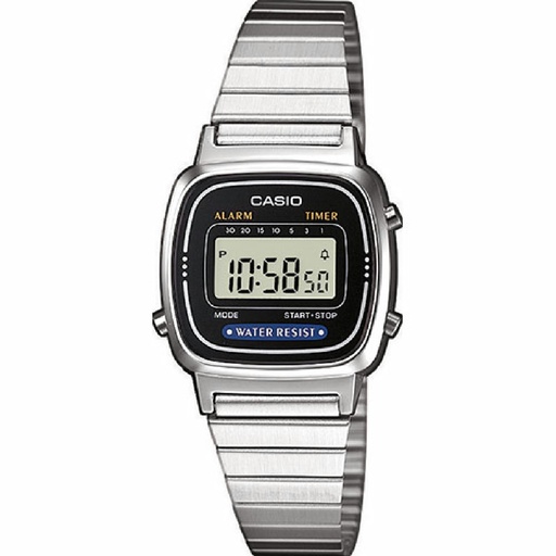 [LA670WEA-1EF] Reloj Casio Vintage Mujer Plateado Esfera Negra