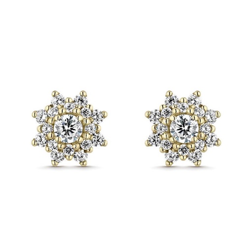 [LEA-201-812-UU] PENDIENTES LITTA FIORE ROSETA CON CIRCONITAS ORO AMARILLO