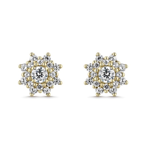 [LEA-201-812-UU] Pendientes Litta Fiore Rosera con Circonitas Oro Amarillo LEA-201-812-UU