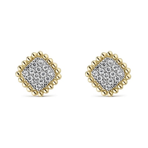 [LEA-201-818-UU] PENDIENTES LITTA FIORE SELLO PAVE CIRCONITAS EN ORO AMARILLO