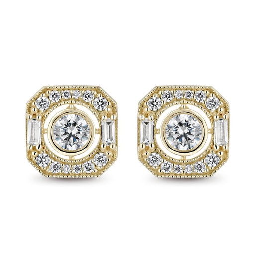 [LEA-201-821-UU] Pendientes Litta Fiore Vintage Pave Circonitas Oro Amarillo LEA-201-821-UU