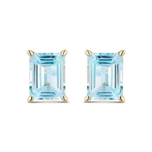 [LEA-215-805-UU] PENDIENTES LITTA FIORE ORO AMARILLO TOPACIOS AZULES