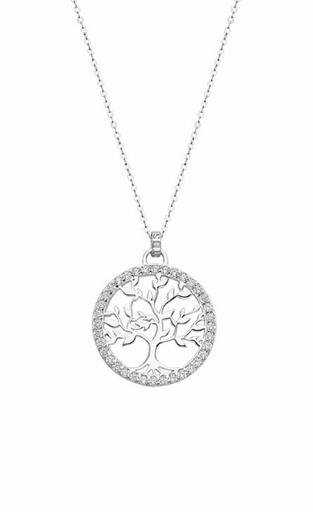 [LP1746-1/1] Collar Lotus Silver Árbol de la Familia Brillante