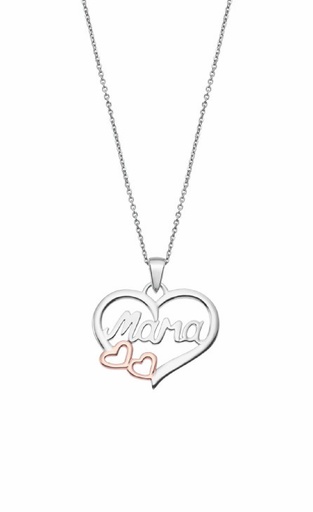 [LP1812-1/1] Collar Lotus Silver Mujer Mama Corazón Liso LP1812-1/1
