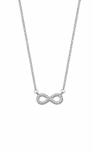 [LP1859-1/1] Collar Lotus Silver Trendy Plata Infinito circonitas