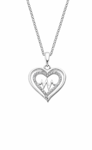 [LP3043-1/1] Collar Lotus Silver Latidos Corazón plata con circonitas