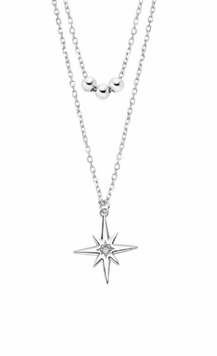 [LP3048-1/1] Collar Lotus Silver Mujer Rosa de los Vientos