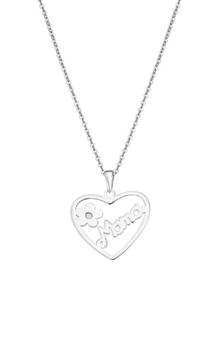 [LP3231-1/1] Collar Lotus Silver Mujer Corazón Mama Flor LP3231-1/1