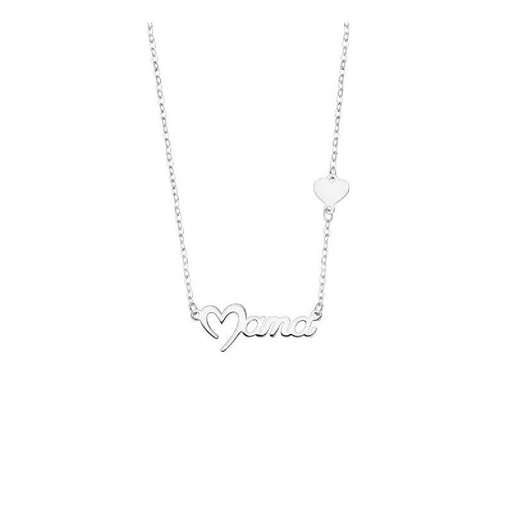 [LP3405-1/1] Collar Lotus Silver Mujer Corazón Mamá