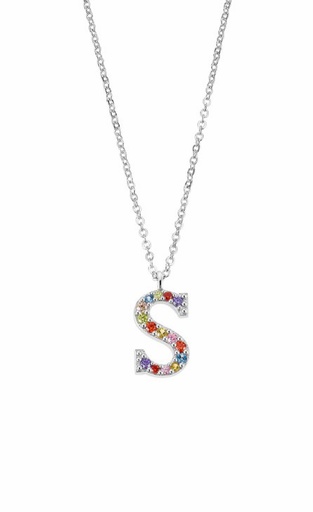[LP3426-1/S] Collar Lotus Silver Mujer Letra S Multicolor LP3426-1/S