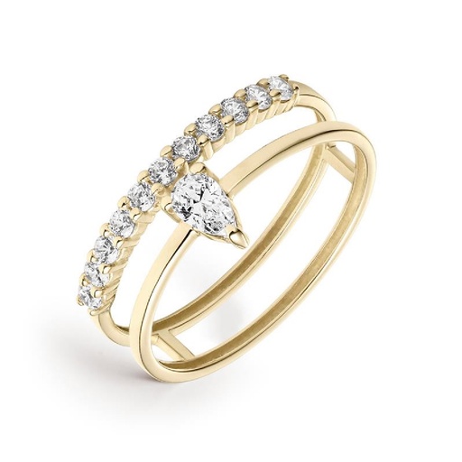 [LRN-201-032-14] Anillo Litta Fiore Doble Hilera Circonitas Oro Amarillo LRN-201-032-14