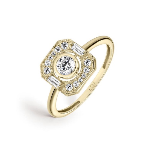 [LRN-201-821-12] ANILLO VINTAGE LITTA FIORE CON CIRCONITAS EN ORO AMARILLO