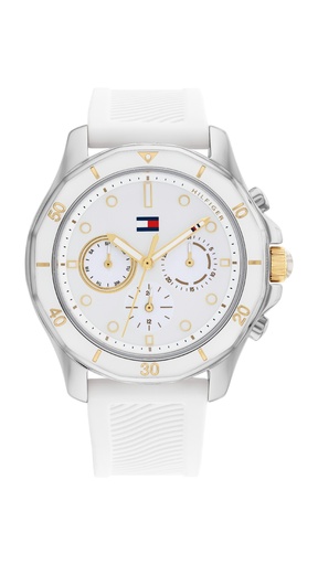 [1782568] Reloj Tommy Hilfiger Mujer Brooklyn Multifunción Silicona y Esfera Blanco 1782568