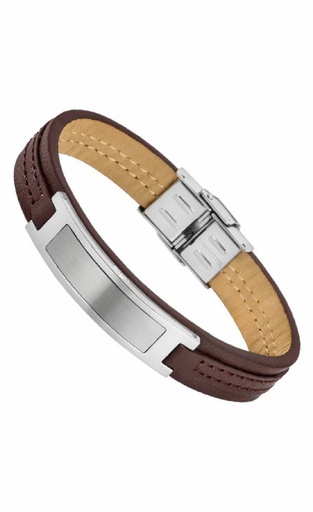 [LS1808-2/1] Pulsera Lotus Style Hombre Urban Acero Inoxidable y Piel Marrón LS1808-2/1