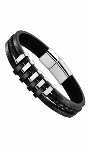 [LS1838-2/1] Pulsera Lotus Style Hombre de piel negra LS1838-2/1