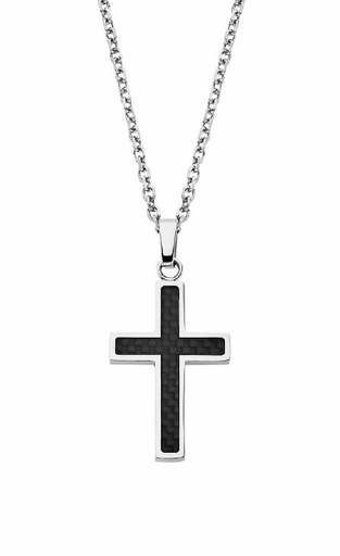 [LS1983-1/1] Collar Lotus Style Cruz Hombre en Negro AceroLS1983-1/1
