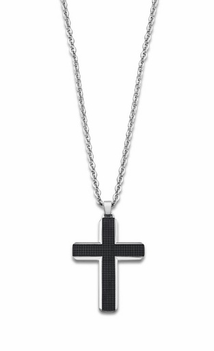 [LS1986-1/1] Collar Lotus Style Hombre Cruz In Black Acero Inoxidable LS1986-1/1