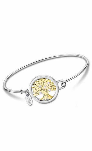 [LS2014-2/9] Pulsera Lotus Style Millennial Mujer Árbol de la Familia Acero Bicolor