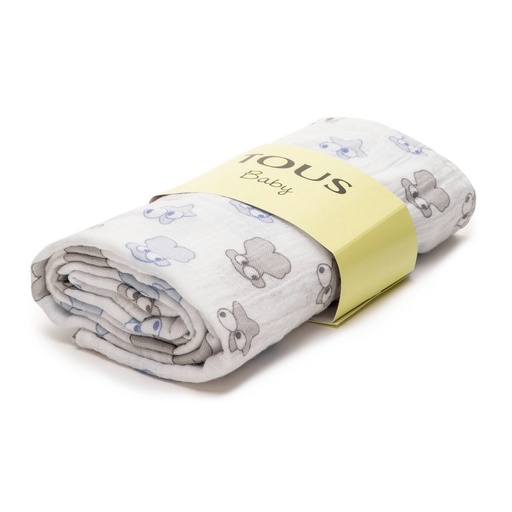 [MUSE-601-67] Muselina Tous Baby Muse Azul Celeste Ositos y Estrellitas MUSE-601-67