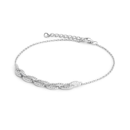 [SBR-101-107-UU] Pulsera Itemporality Join Plata Rodio Eslabones y circonitas blancas