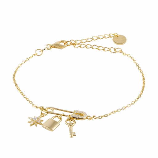 [SBR-201-008-UU] Pulsera Itemporality Secret Plata Baño Oro y Circonitas