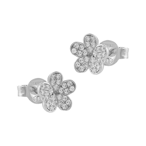 [SEA-101-179-UU] Pendientes Itemporality Harmony Flores Plata Rodiada y Circonitas