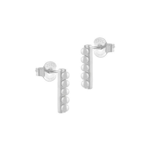 [SEA-101-205-UU] Pendientes Itemporality Signals Barrita plata baño rodio y perlas 2mm