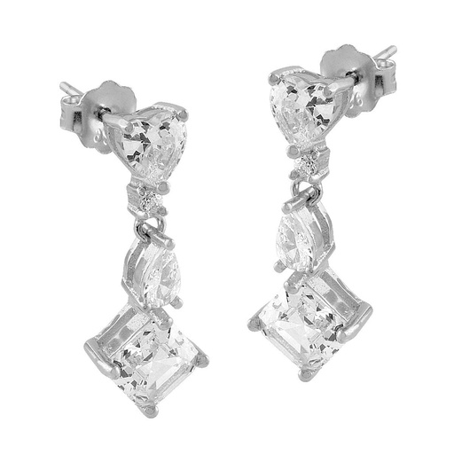 [SEA-101-215-UU] Pendientes Itemporality plata con circonitas asimétricas