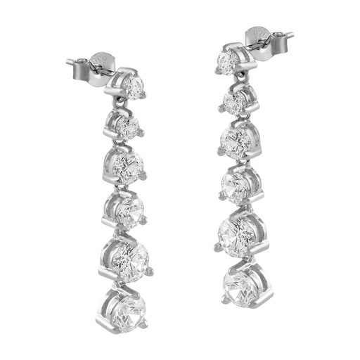 [SEA-101-230-UU] Pendientes largos Itemporality Cascada plata y circonitas