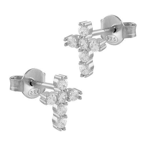 [SEA-101-253-UU] Pendientes Itemporality Cruz de Plata con circonitas