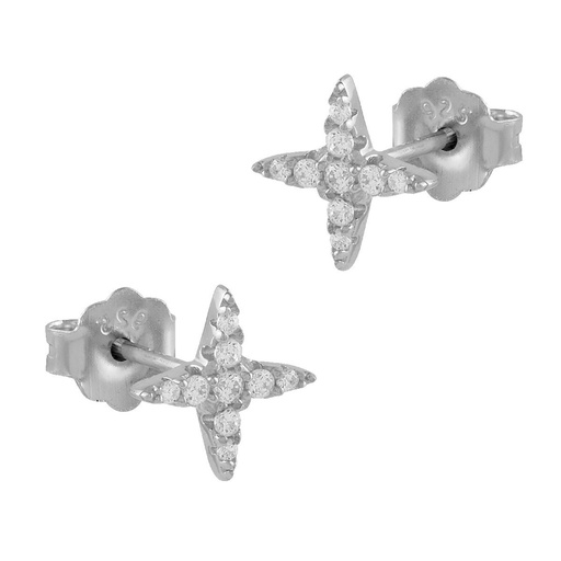 [SEA-101-256-UU] Pendientes Itemporality Aspa Plata y circonitas