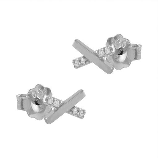 [SEA-101-260-UU] Pendientes Itemporality X Plata con Circonitas