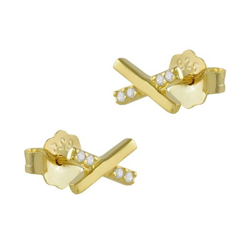 [SEA-201-226-UU] Pendientes Itemporality Equis plata baño oro y circonitas