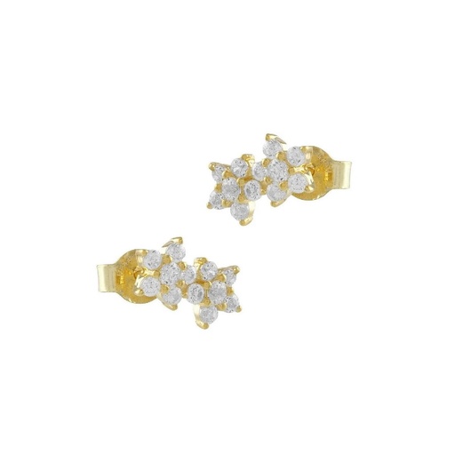 [SEA-201-228-UU] Pendientes Itemporality 2 Flores mini plata baño oro y circonitas blancas