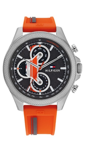 [1792084] Reloj Tommy Hilfiger Hombre Clark Multifunción Silicona Naranja 1792084