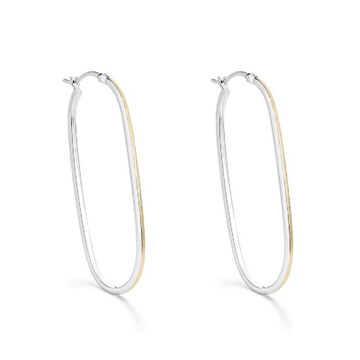[SEA-400-369-UU] Pendientes Itemporality Óvalo plata baño bicolor dorado