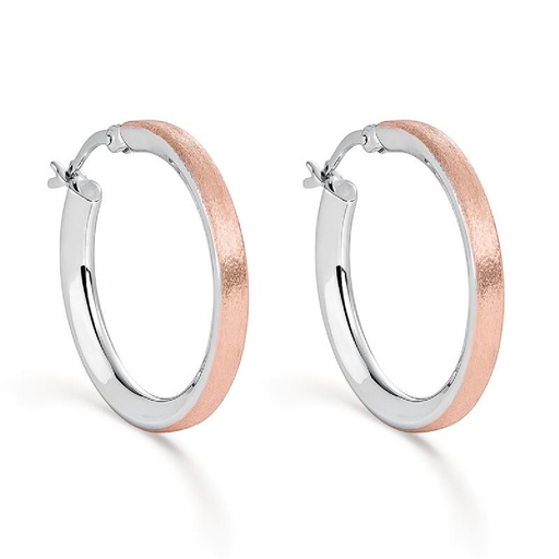 [SEA-400-371-UU] Pendientes Itemporality Aro Textura plata baño bicolor rose