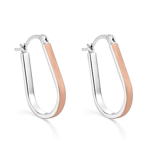 [SEA-400-372-UU] Pendientes Itemporality Aro Ovalado Plata baño bicolor